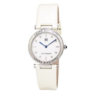 Laura Biagiotti Beige Leather Dress Watch
