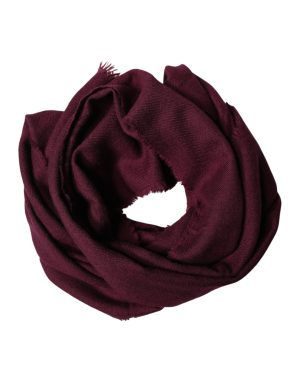Dolce & Gabbana Maroon Cashmere Fringes Neck Wrap Shawl Scarf