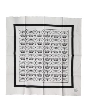 Dolce & Gabbana White Crown Cotton Men Square Foulard Scarf