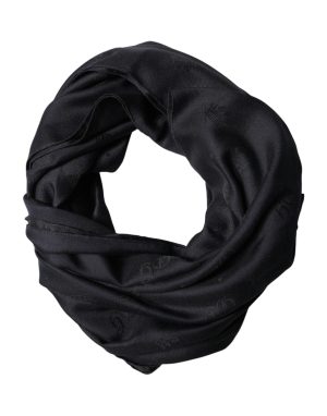 Dolce & Gabbana Black Lace Stole Silk NeckWrap Shawl Scarf