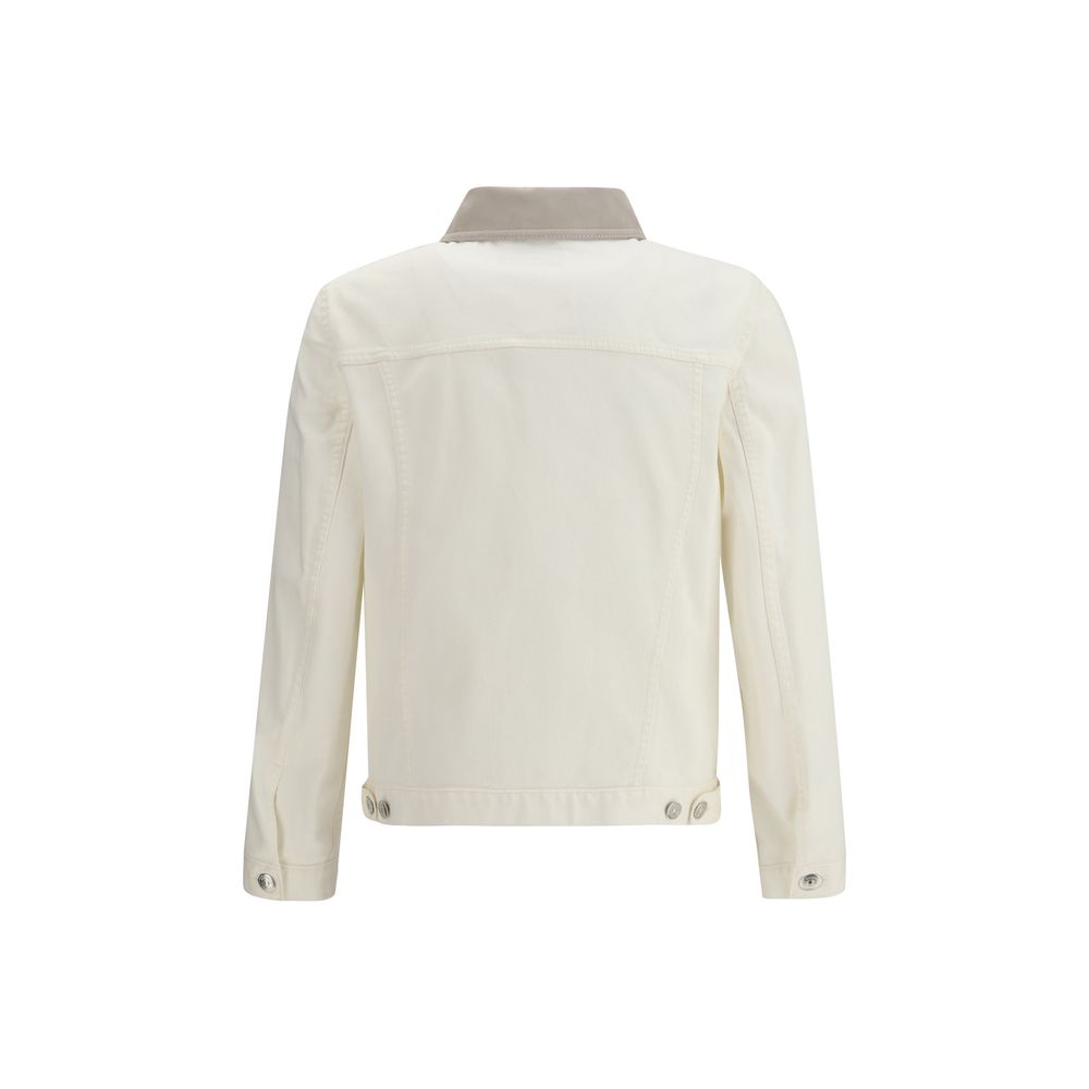 Brunello Cucinelli White Cotton Denim Jacket - Image 2
