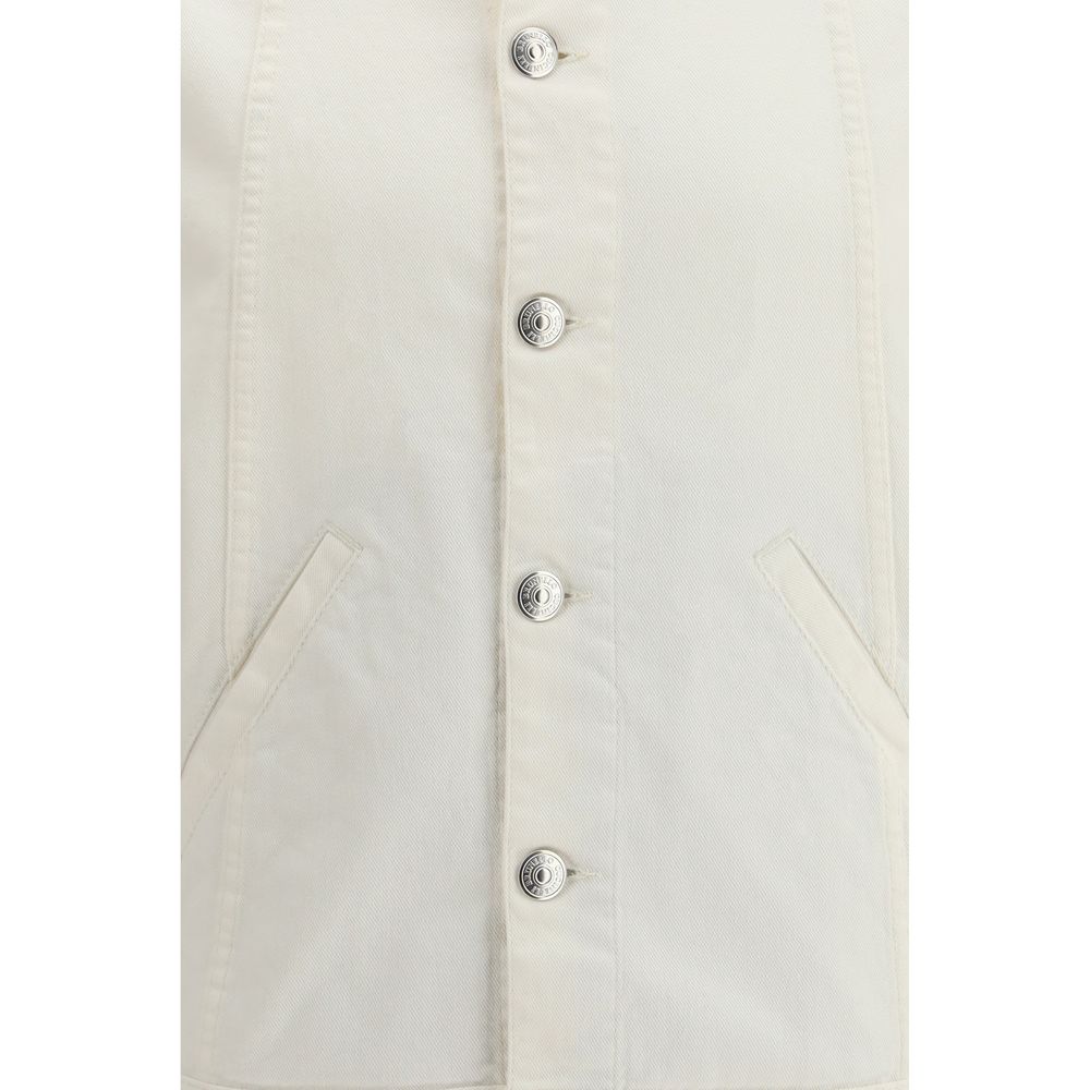 Brunello Cucinelli White Cotton Denim Jacket - Image 3