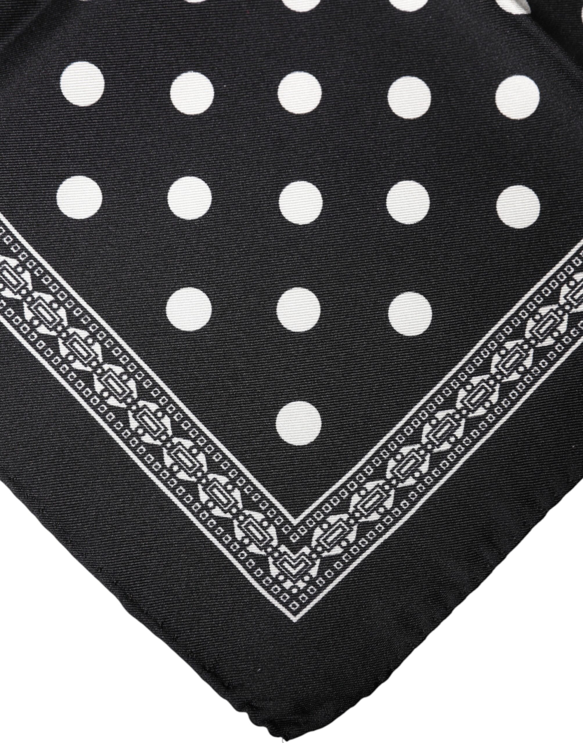 Dolce & Gabbana Black Polka Dot Square Handkerchief Scarf - Image 3