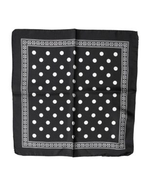 Dolce & Gabbana Black Polka Dot Square Handkerchief Scarf