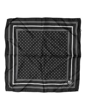 Dolce & Gabbana Scarf Black Poka Dot Men Square Handkerchief