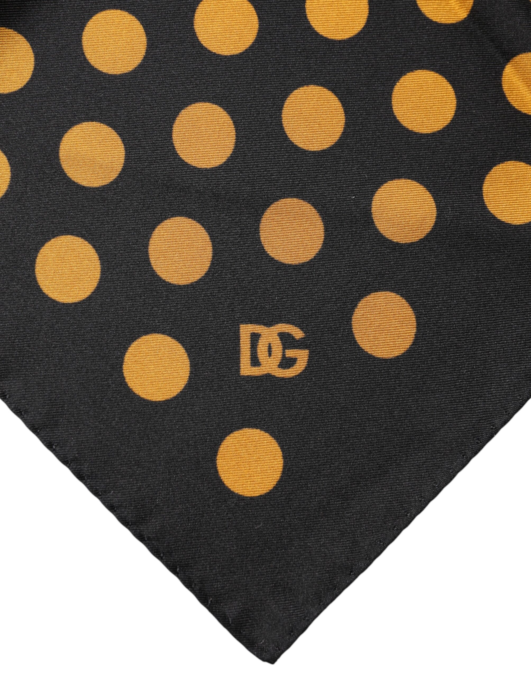 Dolce & Gabbana Black Polka Dot Square Handkerchief Scarf - Image 4