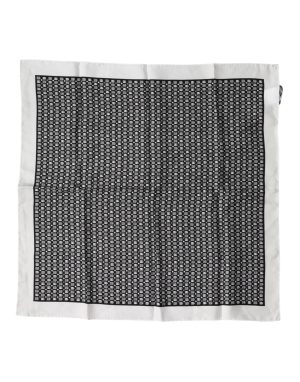 Dolce & Gabbana White Black Patterned Square Foulard Scarf