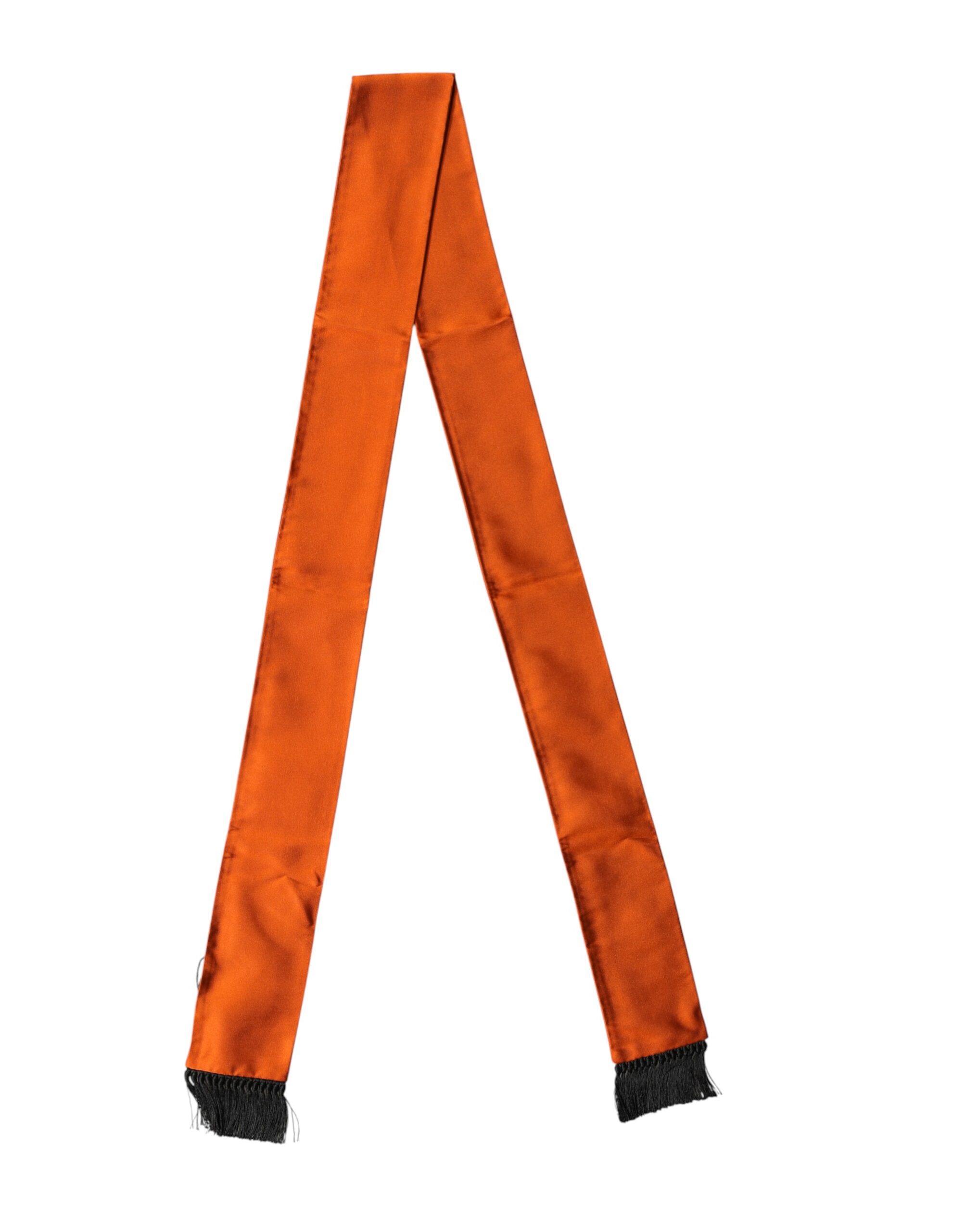Dolce & Gabbana Orange Silk Fringes Neck Wrap Foulard Scarf - Image 2