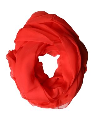 Dolce & Gabbana Red Stole Silk Neck Wrap Shawl Scarf