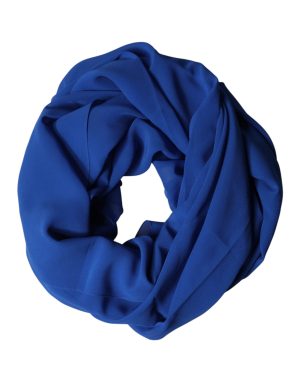 Dolce & Gabbana Blue Silk Stole Neck Wrap Shawl Men  Scarf