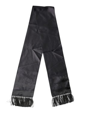 Dolce & Gabbana Black Satin Silk Fringes Neck Foulard Scarf