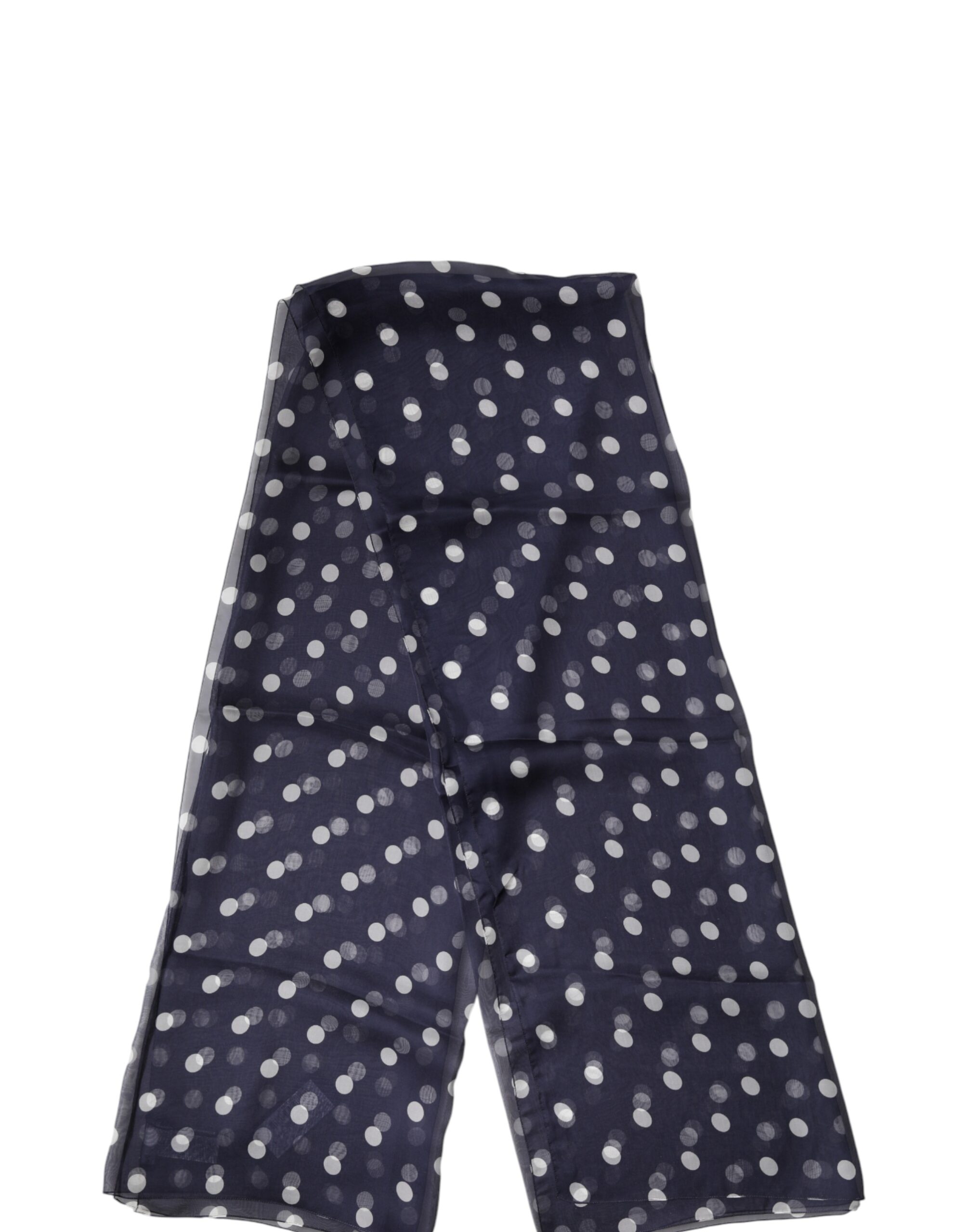 Dolce & Gabbana Blue Polka Dot Silk Neck Wrap Shawl 205cm x 132cm Scarf - Image 5