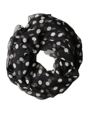 Dolce & Gabbana Black Polka Dot Silk Neck Wrap Shawl 205cm x 137cm Scarf