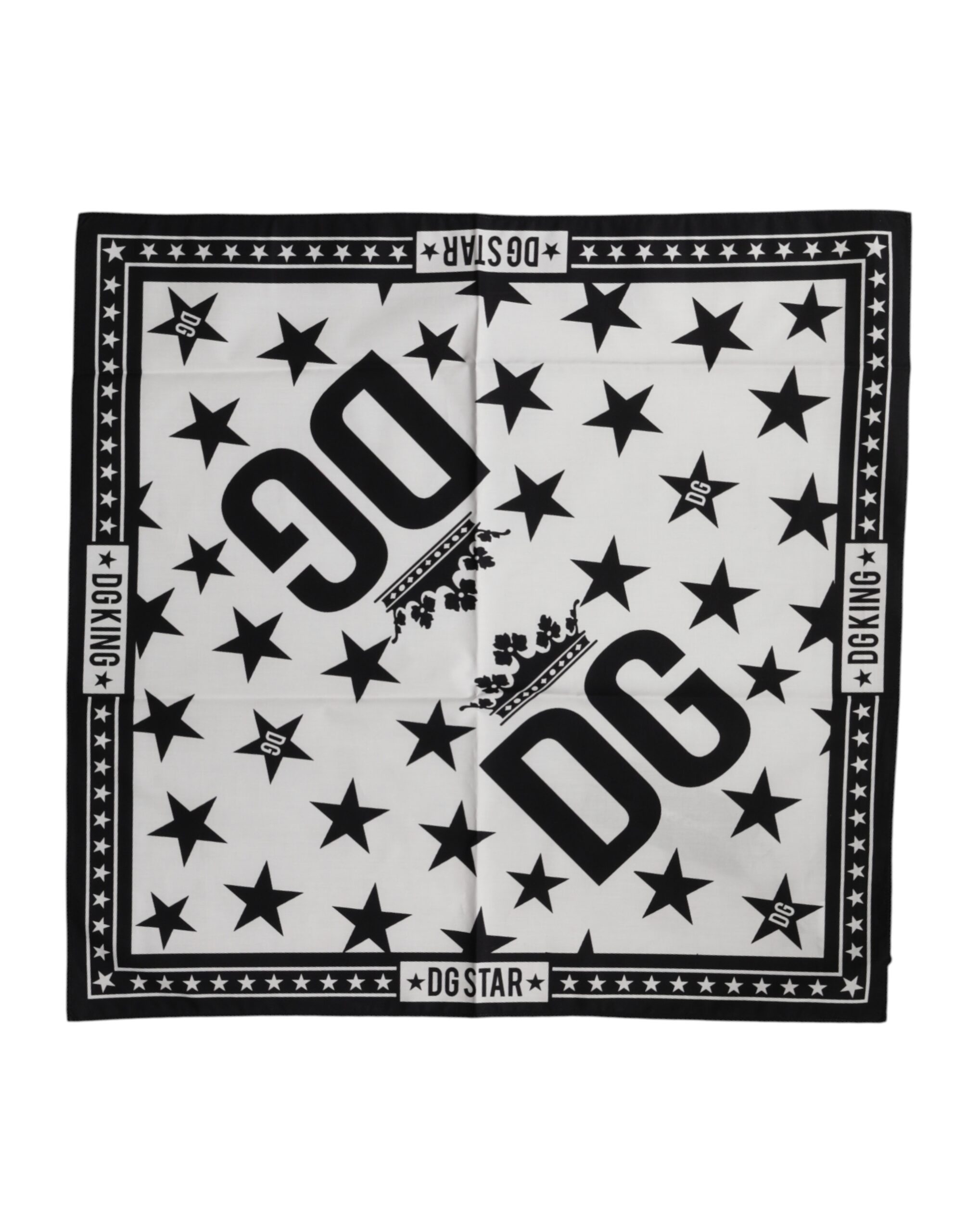 Dolce & Gabbana White DG Crown Print Square Foulard 52cm x 50.5cm Scarf - Image 2