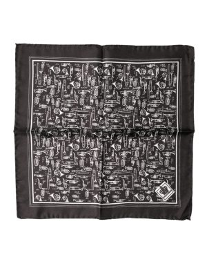 Dolce & Gabbana Brown Jazz Club Square Handkerchief Men 32cm x 31cm Scarf