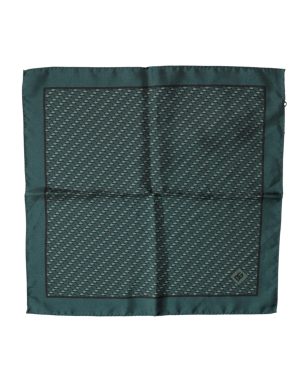 Dolce & Gabbana Dark Green Silk Patterned Handkerchief 32cm x 31cm Scarf