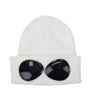 C.P. Company White Cotton Beanie