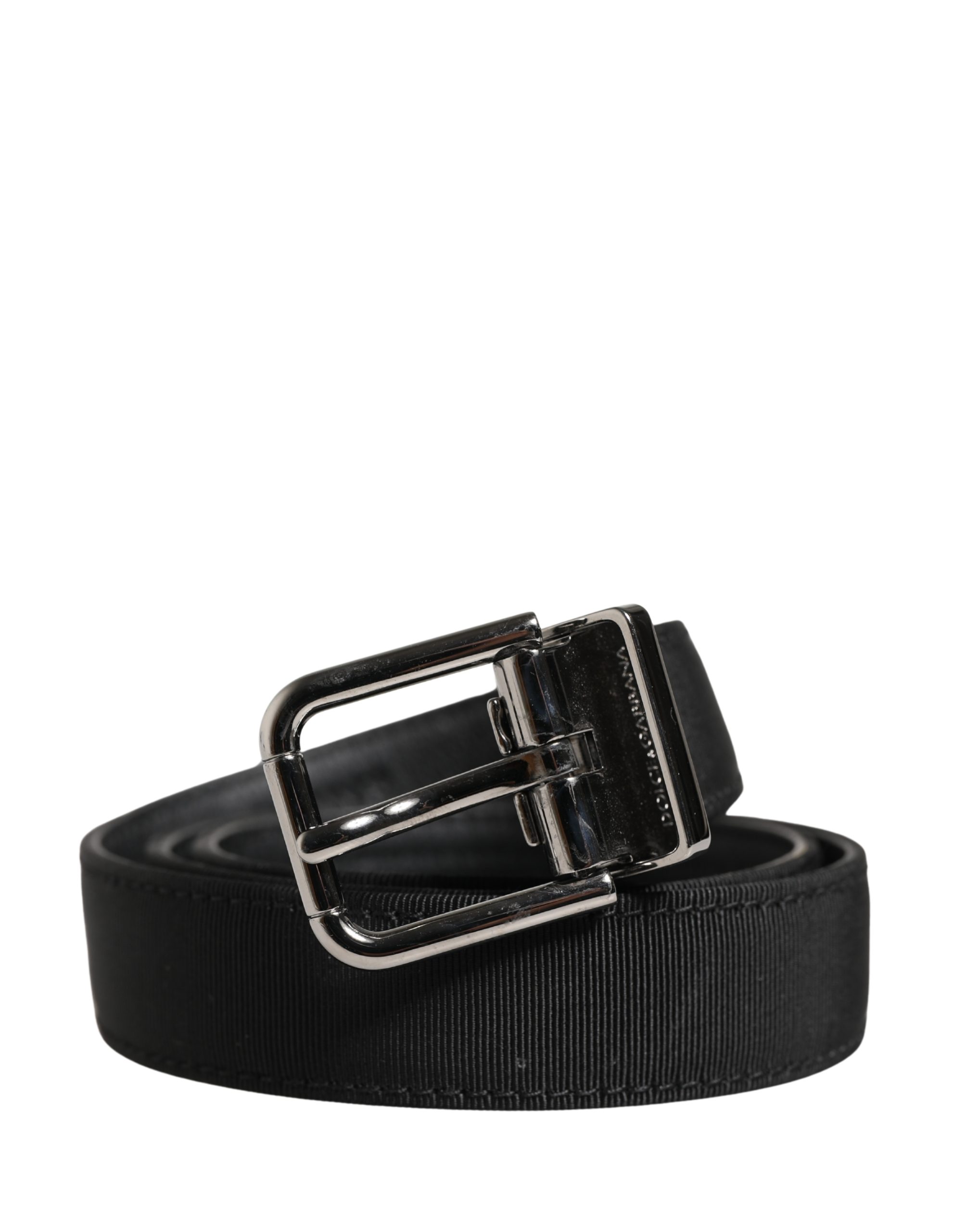 Dolce & Gabbana Men Black Viscose Leather Metal Buckle Belt - Image 2