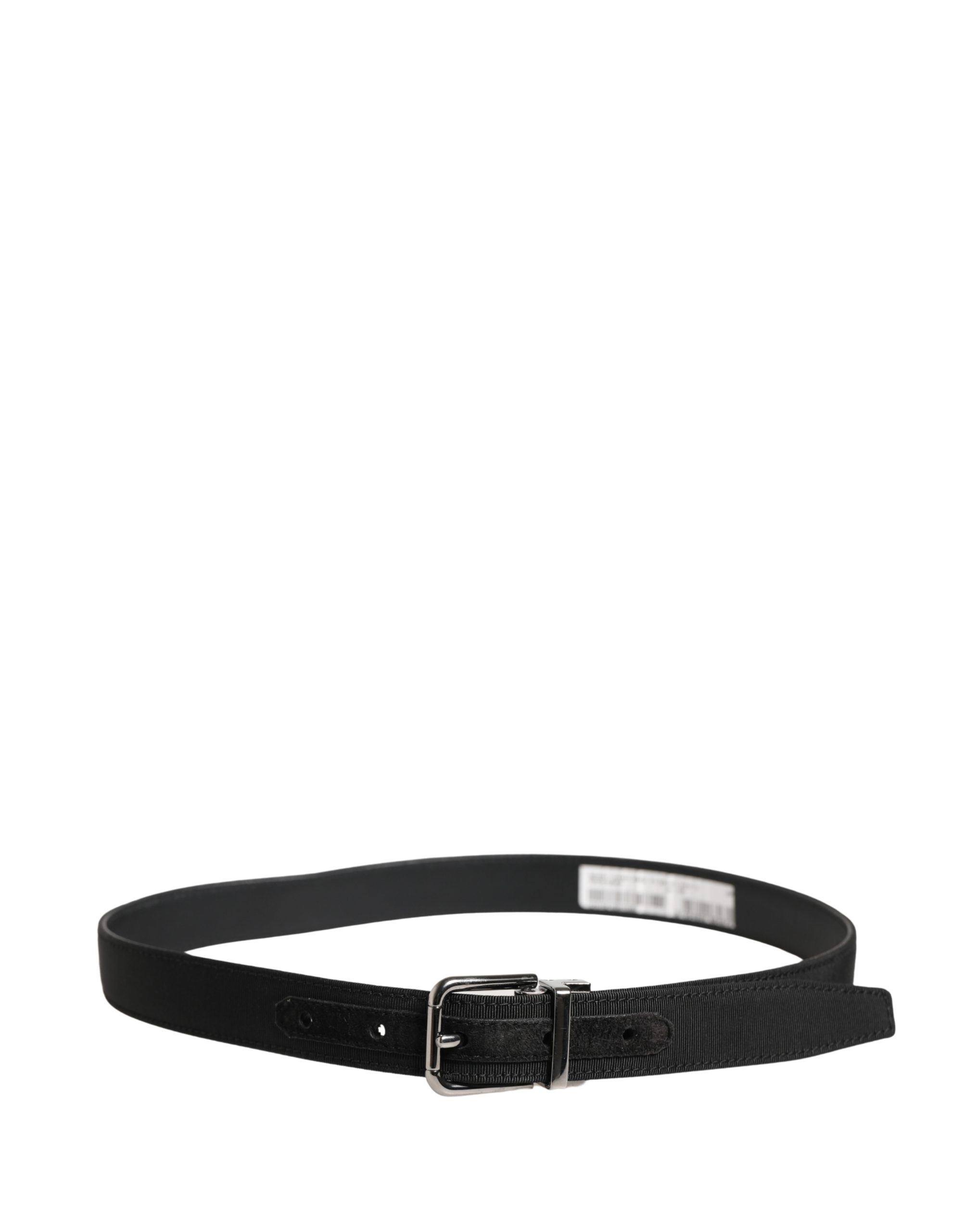Dolce & Gabbana Men Black Viscose Leather Metal Buckle Belt - Image 3