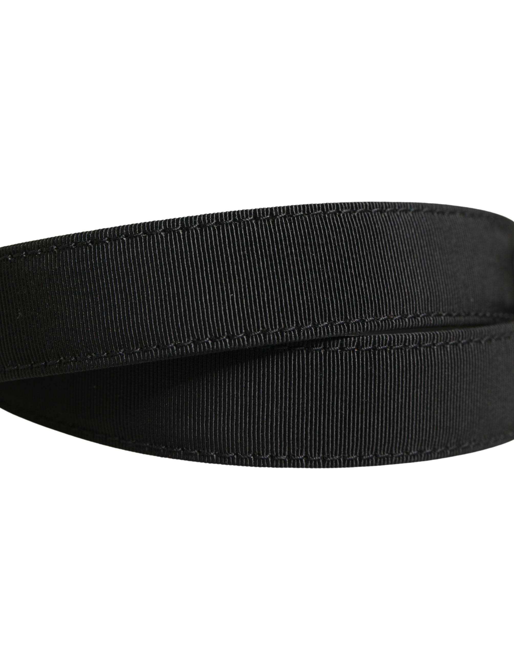 Dolce & Gabbana Men Black Viscose Leather Metal Buckle Belt - Image 5
