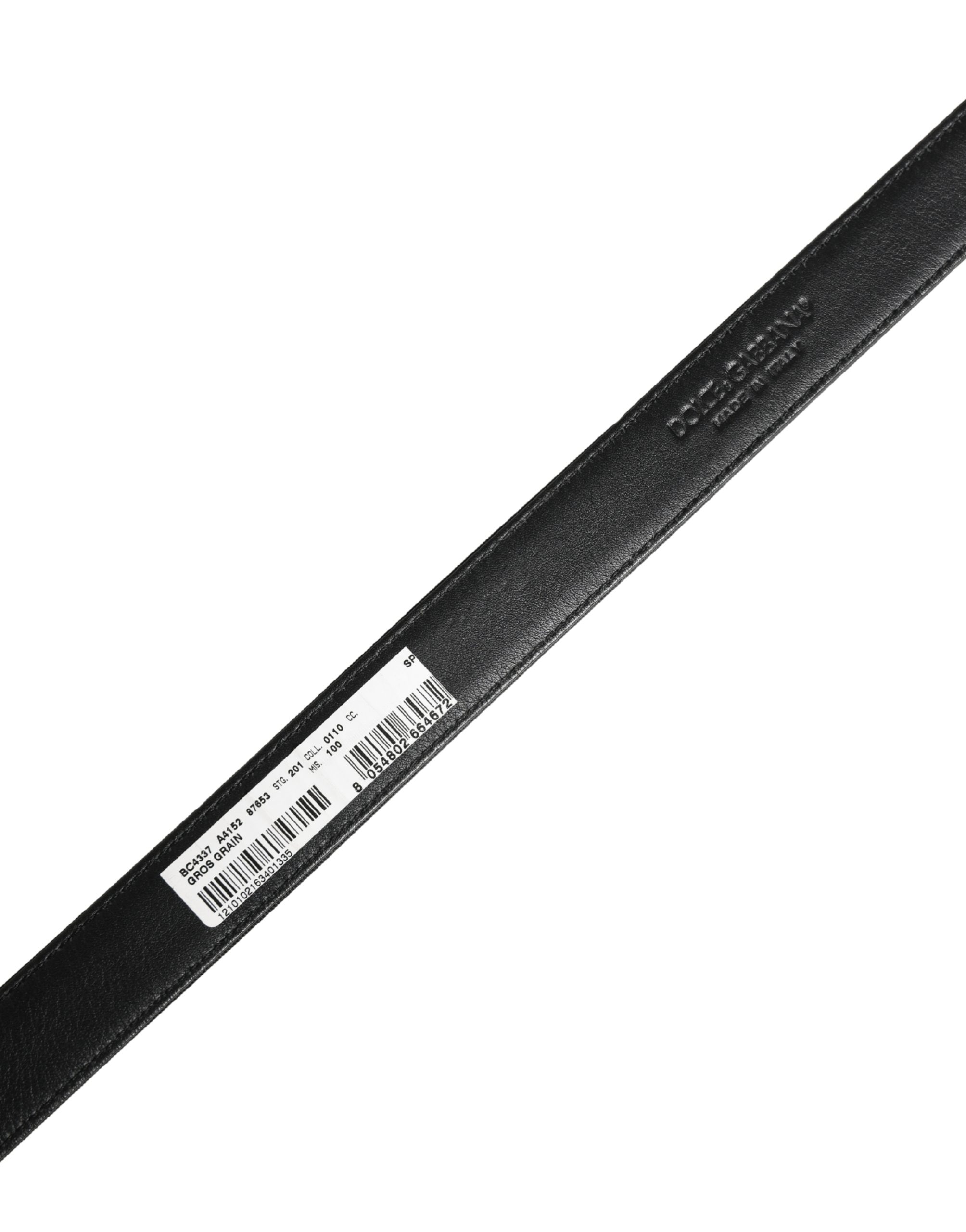 Dolce & Gabbana Men Black Viscose Leather Metal Buckle Belt - Image 6