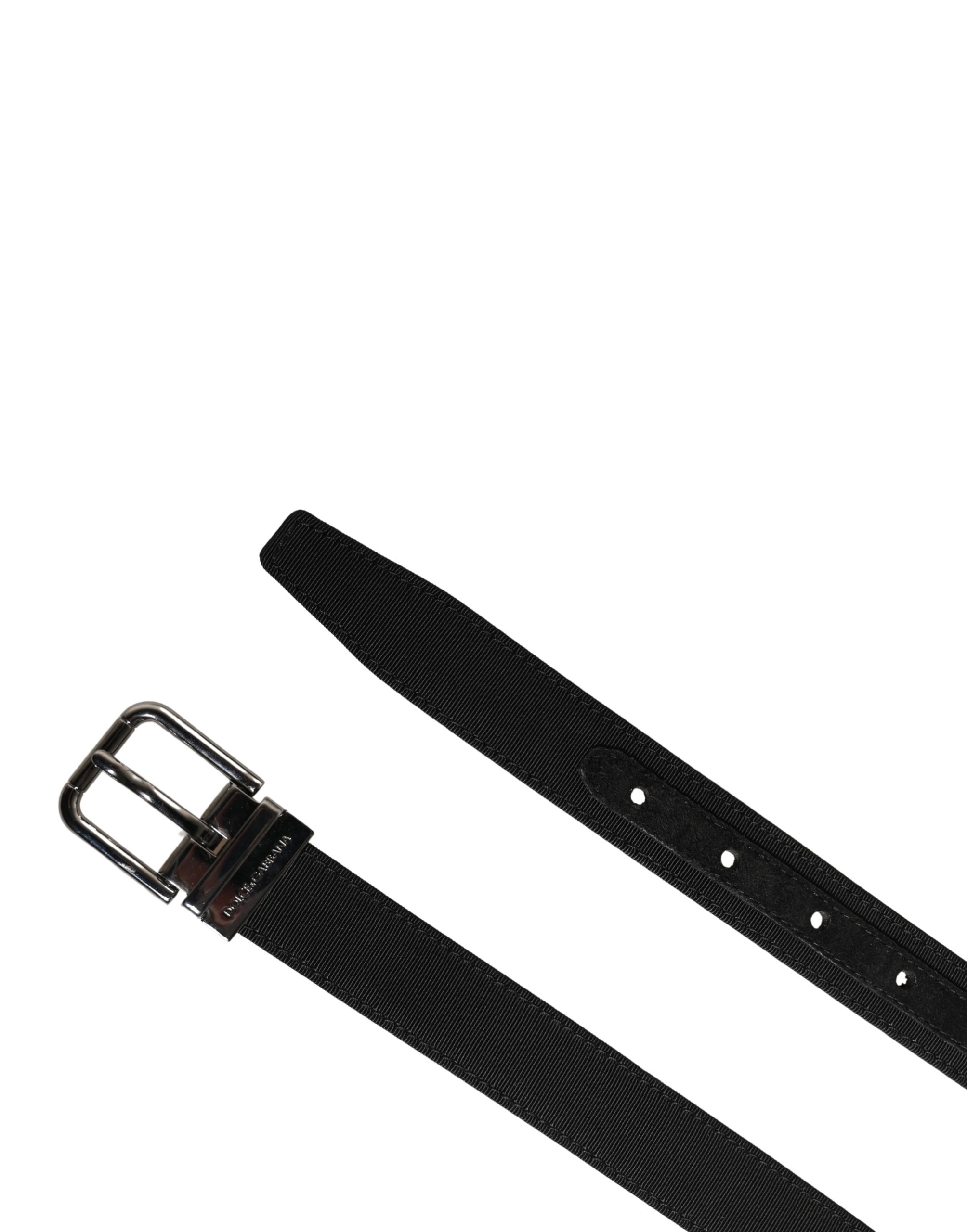 Dolce & Gabbana Men Black Viscose Leather Metal Buckle Belt - Image 7