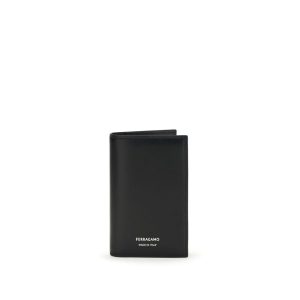 Ferragamo Black Calf Leather Bos Taurus Wallet