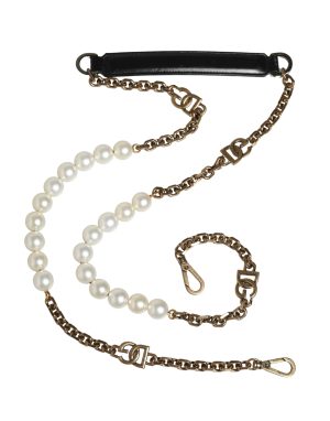Dolce & Gabbana Black Leather Gold Chain Bag Accessory Shoulder Strap