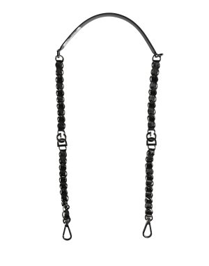 Dolce & Gabbana Black Leather Silver Chain Bag Accessory Shoulder Strap