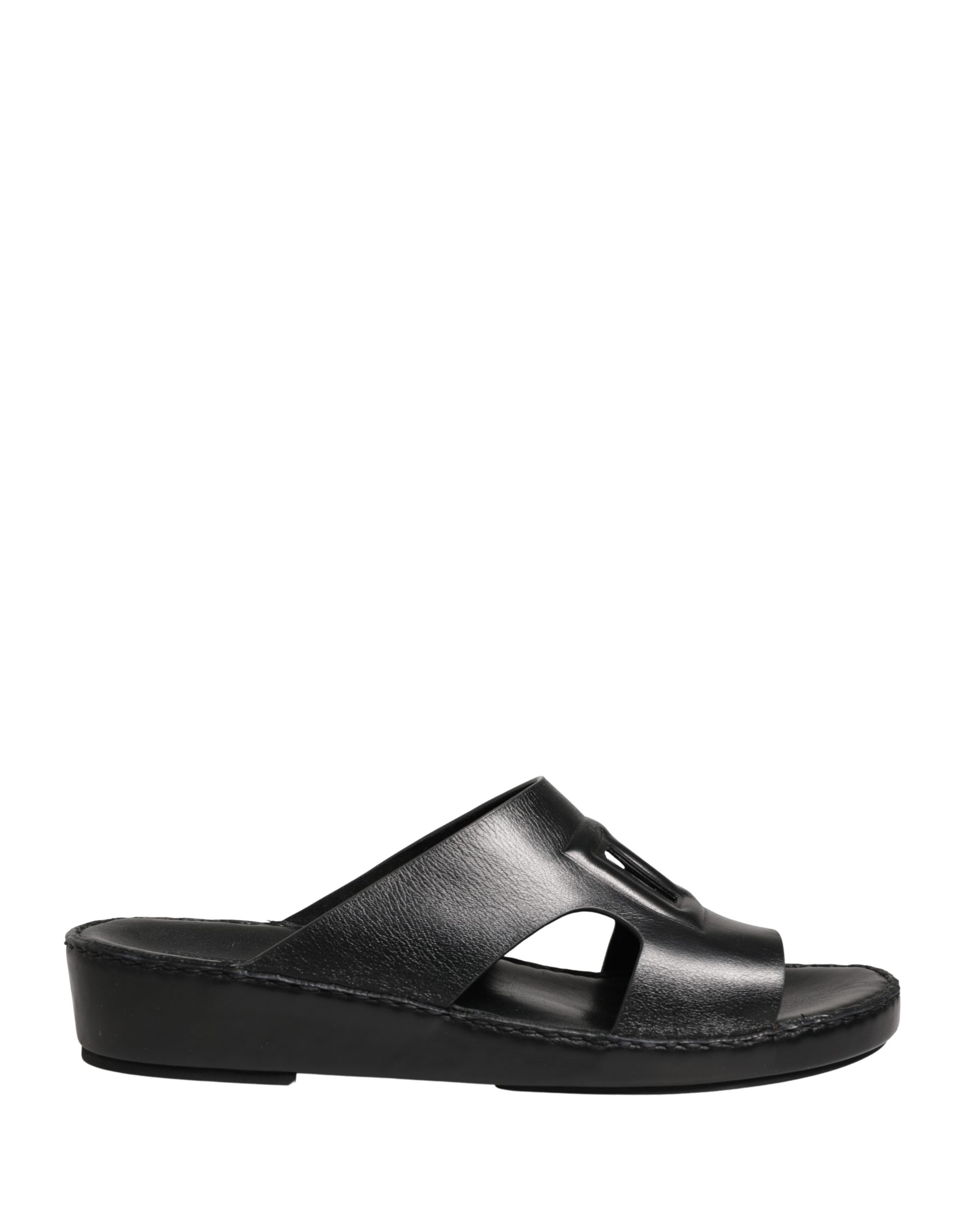 Dolce & Gabbana Black Leather Cutout DG Logo Sandals Shoes - Image 2