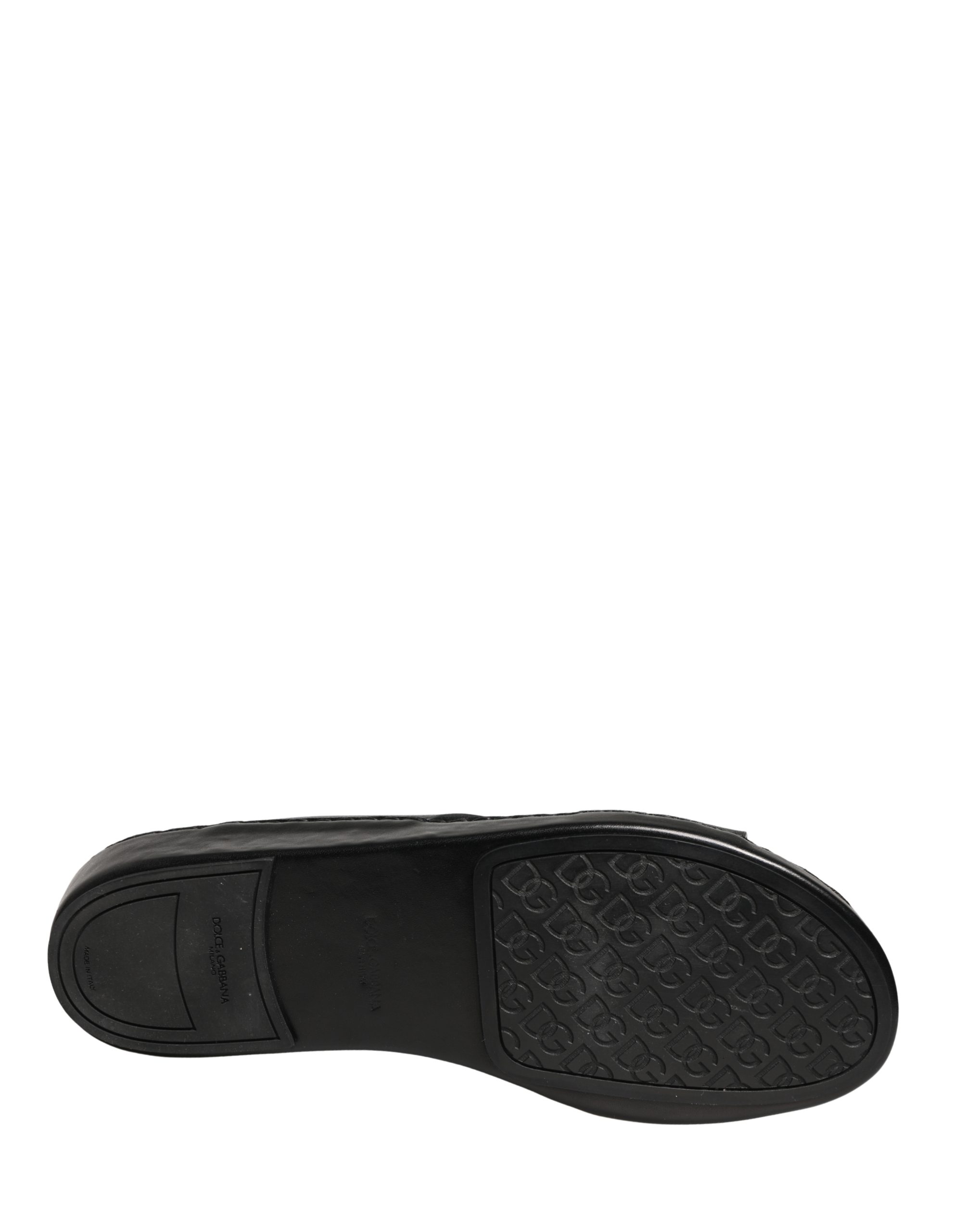 Dolce & Gabbana Black Leather Cutout DG Logo Sandals Shoes - Image 3