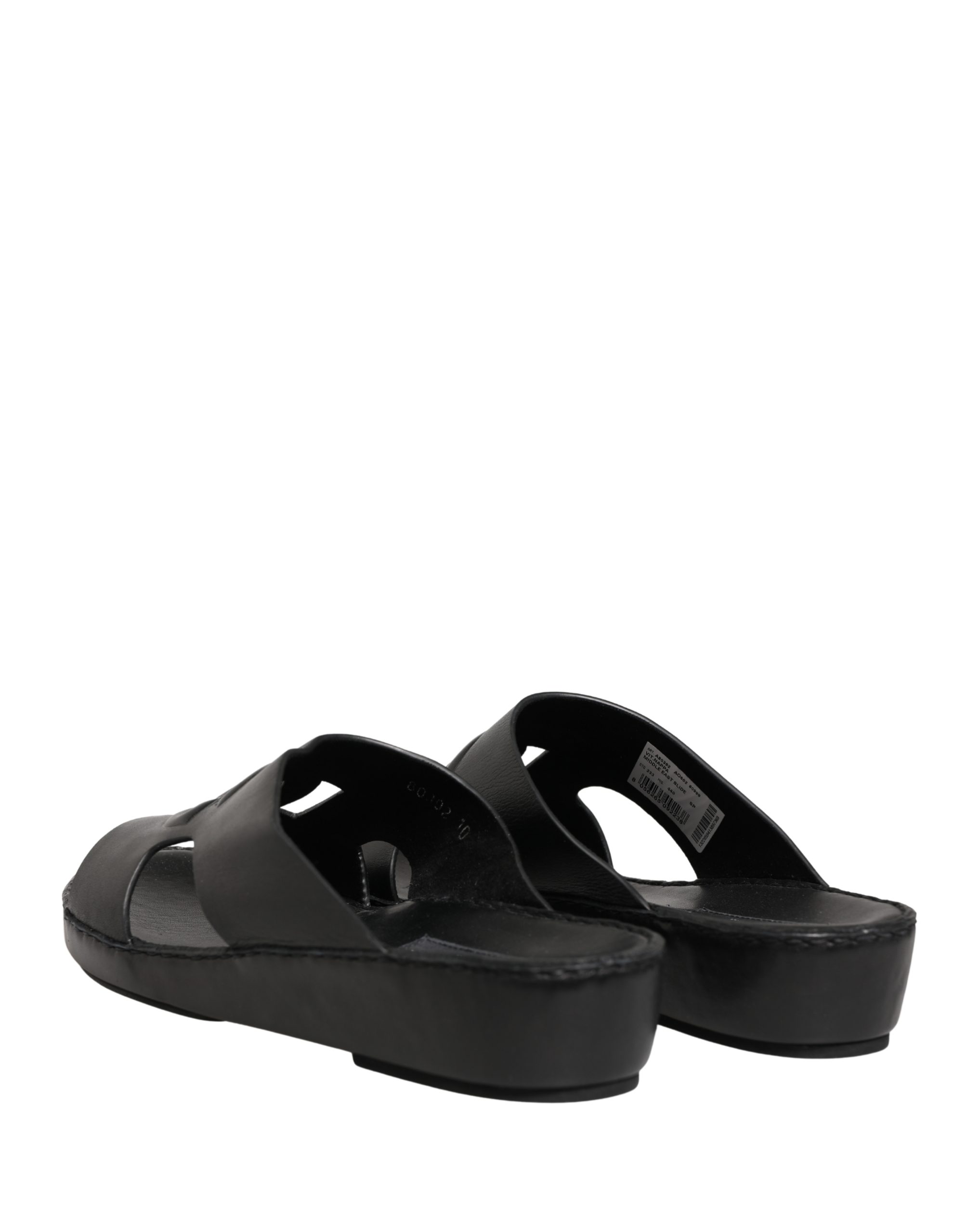 Dolce & Gabbana Black Leather Cutout DG Logo Sandals Shoes - Image 8