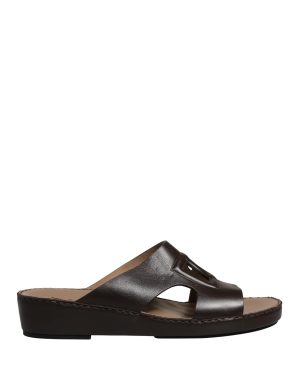 Dolce & Gabbana Brown Leather Cutout DG Logo Sandals Shoes