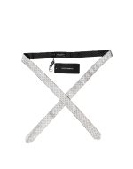 Dolce & Gabbana White Black Patterned Silk Adjustable Men Necktie Tie
