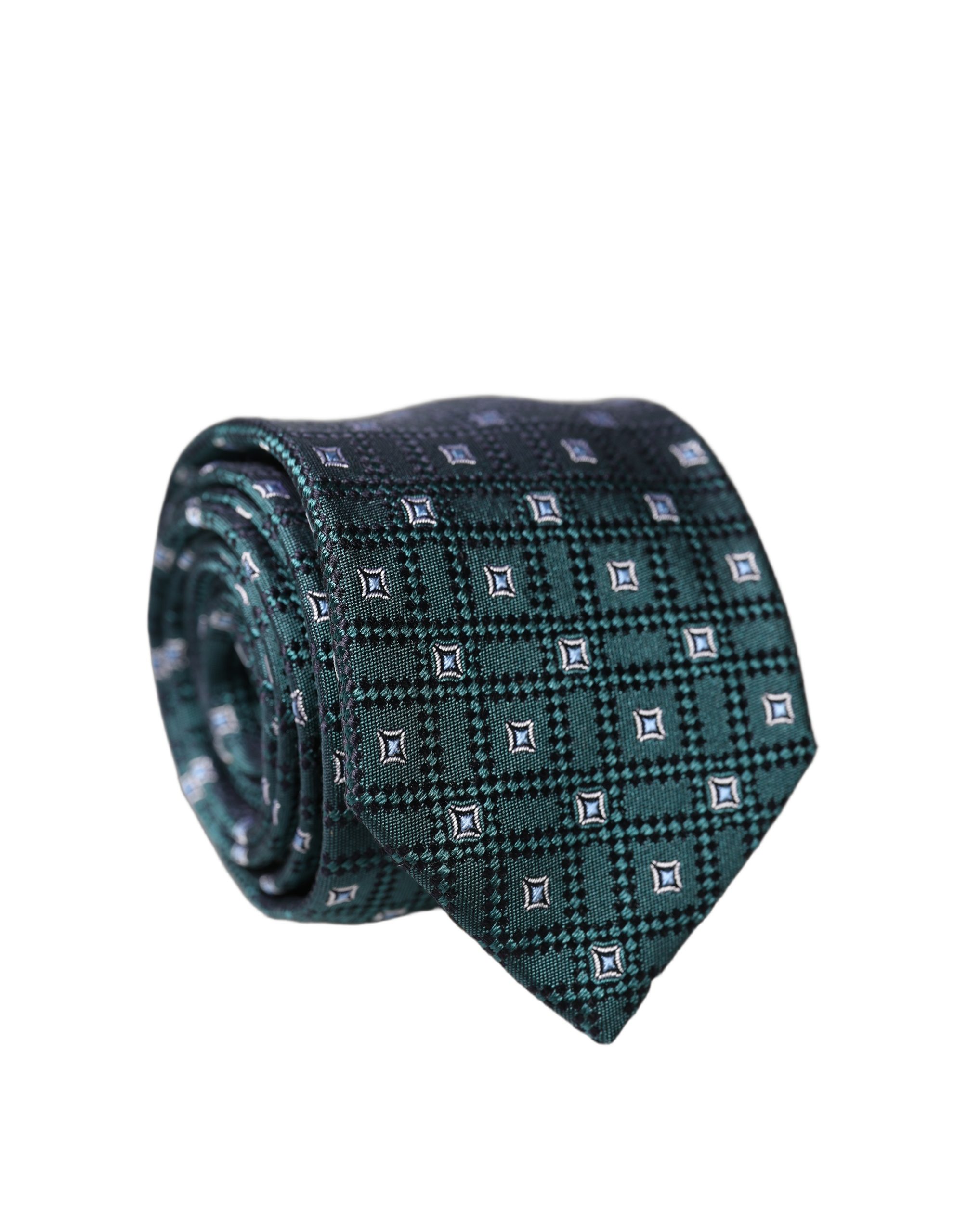Dolce & Gabbana Dark Green Patterned Silk Adjustable Men Necktie Tie - Image 2