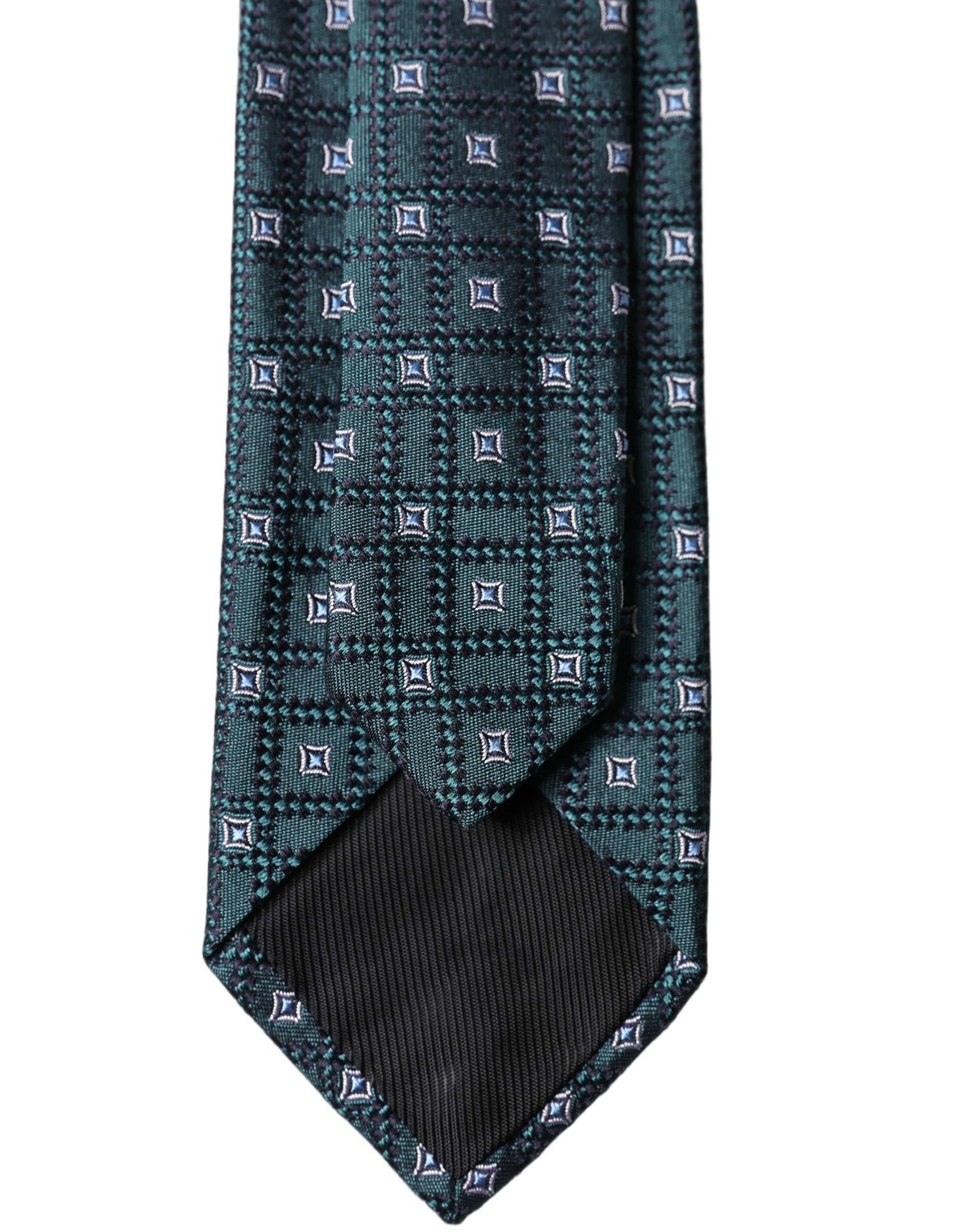Dolce & Gabbana Dark Green Patterned Silk Adjustable Men Necktie Tie - Image 3