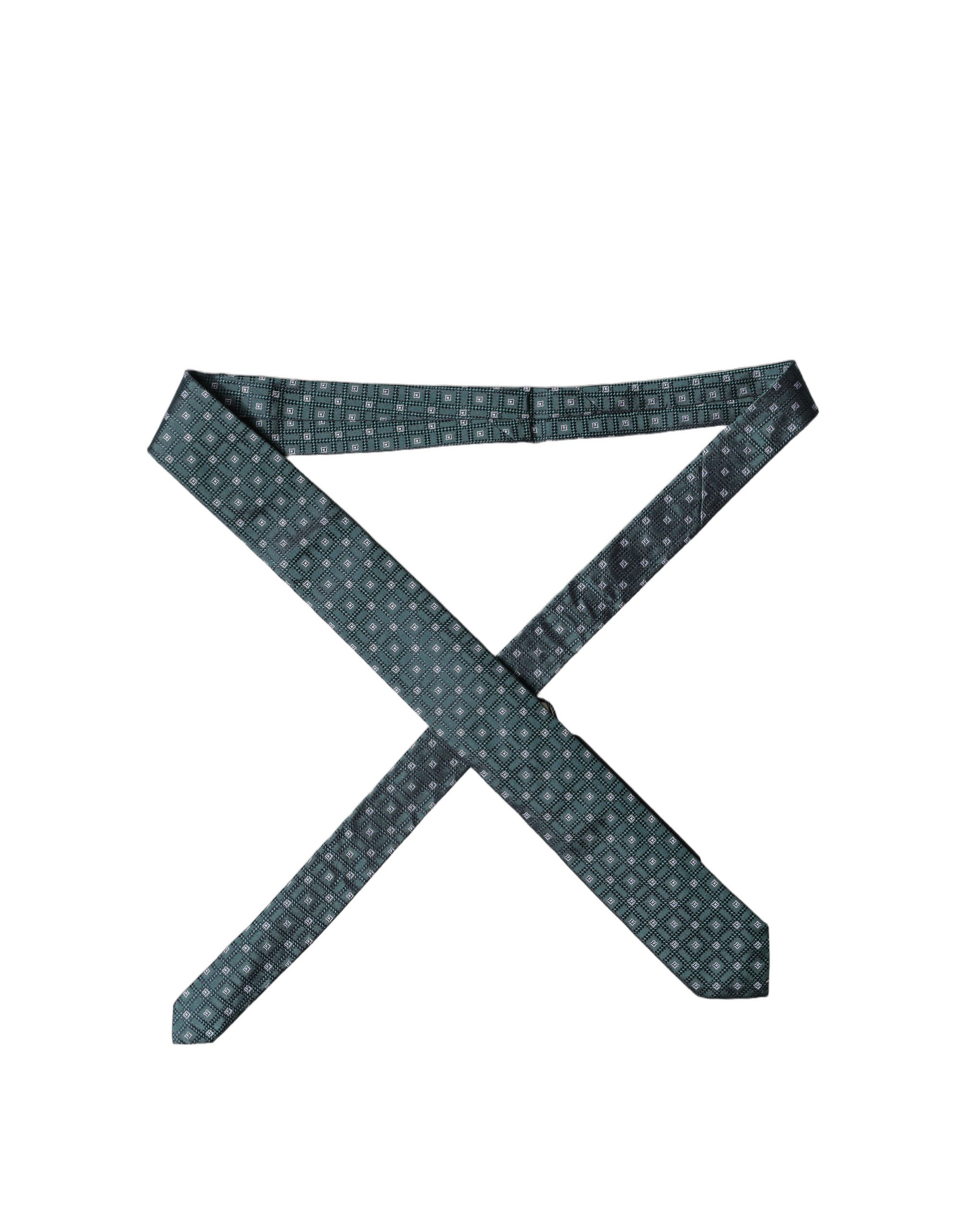 Dolce & Gabbana Dark Green Patterned Silk Adjustable Men Necktie Tie - Image 5