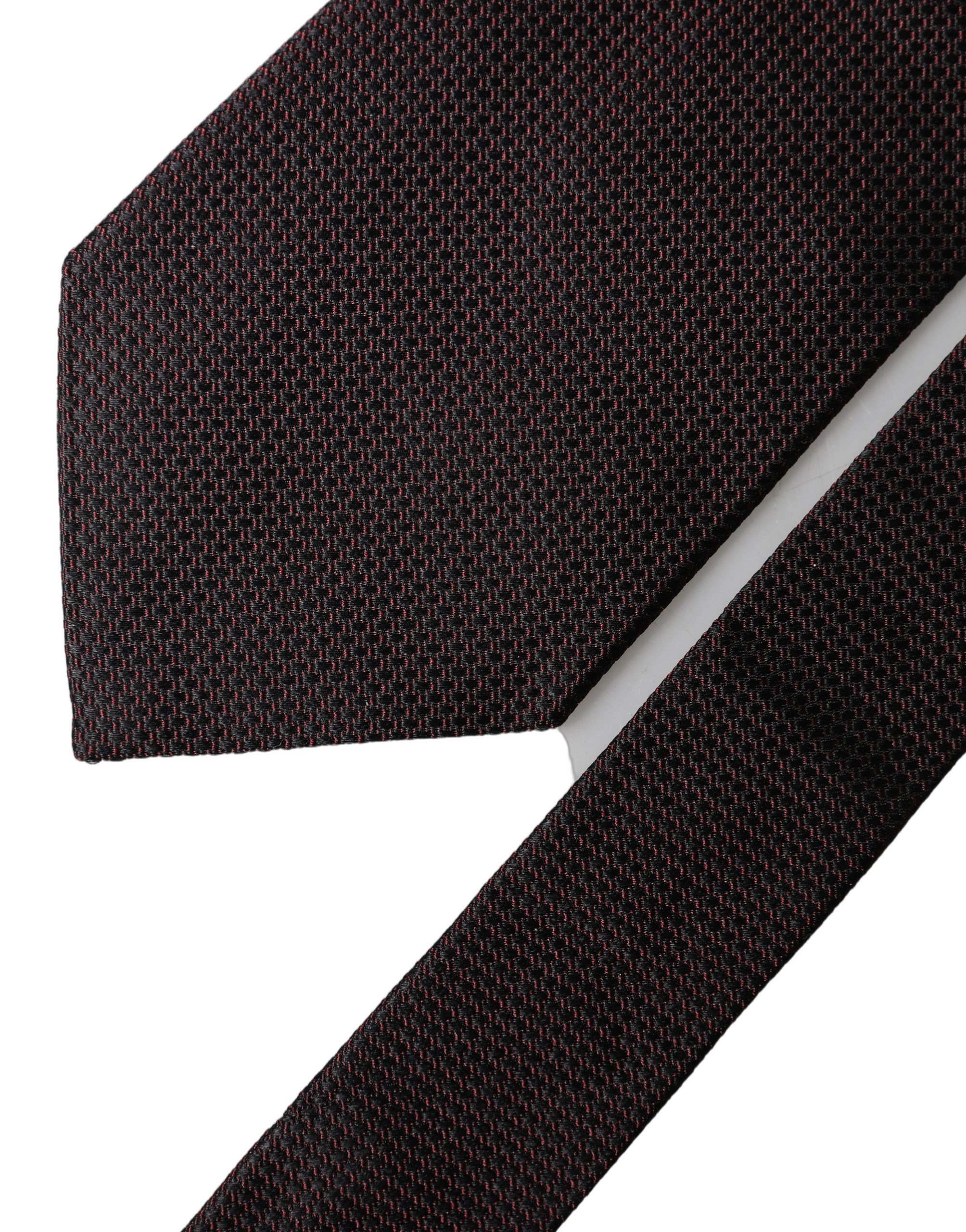 Dolce & Gabbana Black Red Patterned 100% Silk Adjustable Men Necktie Tie - Image 4