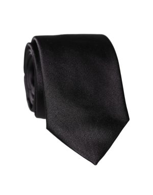 Dolce & Gabbana Black Solid 100% Silk Adjustable Men Tied Necktie Tie