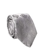 Dolce & Gabbana Silver Gray Paisley Silk Adjustable Men Tied Necktie Tie