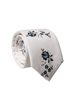Dolce & Gabbana White Floral Fantasy Cotton Adjustable Men Necktie Tie