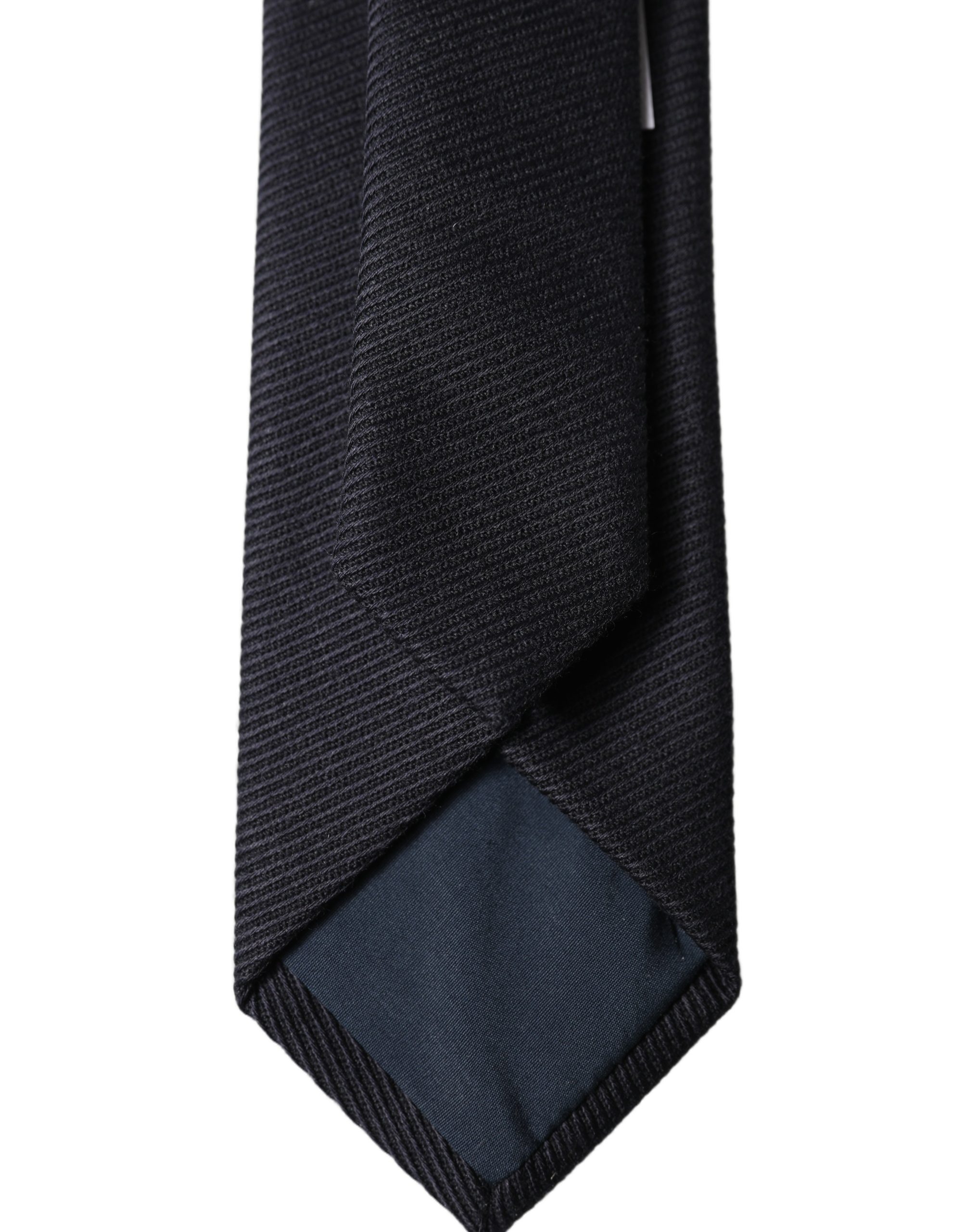 Dolce & Gabbana Black Solid 100% Silk Adjustable Men Tied Necktie Tie - Image 4
