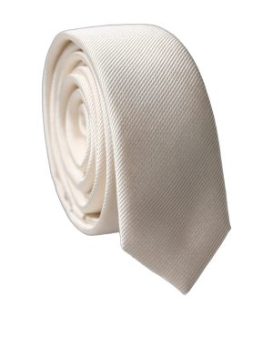 Dolce & Gabbana Off White Solid 100% Silk Adjustable Men Tied Necktie Tie