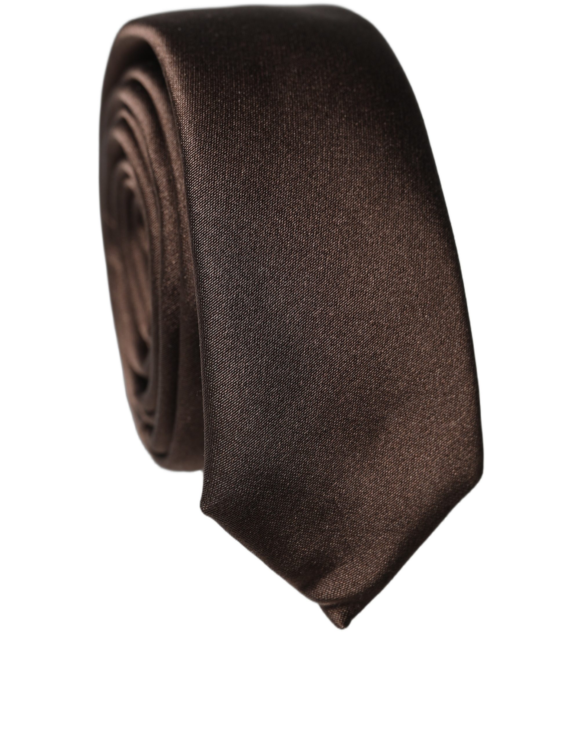 Dolce & Gabbana Brown Solid 100% Silk Adjustable Men Tied Necktie Tie - Image 2