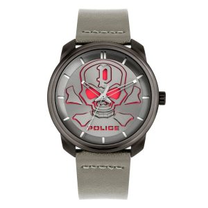 Police Gray Leather Dress Watch