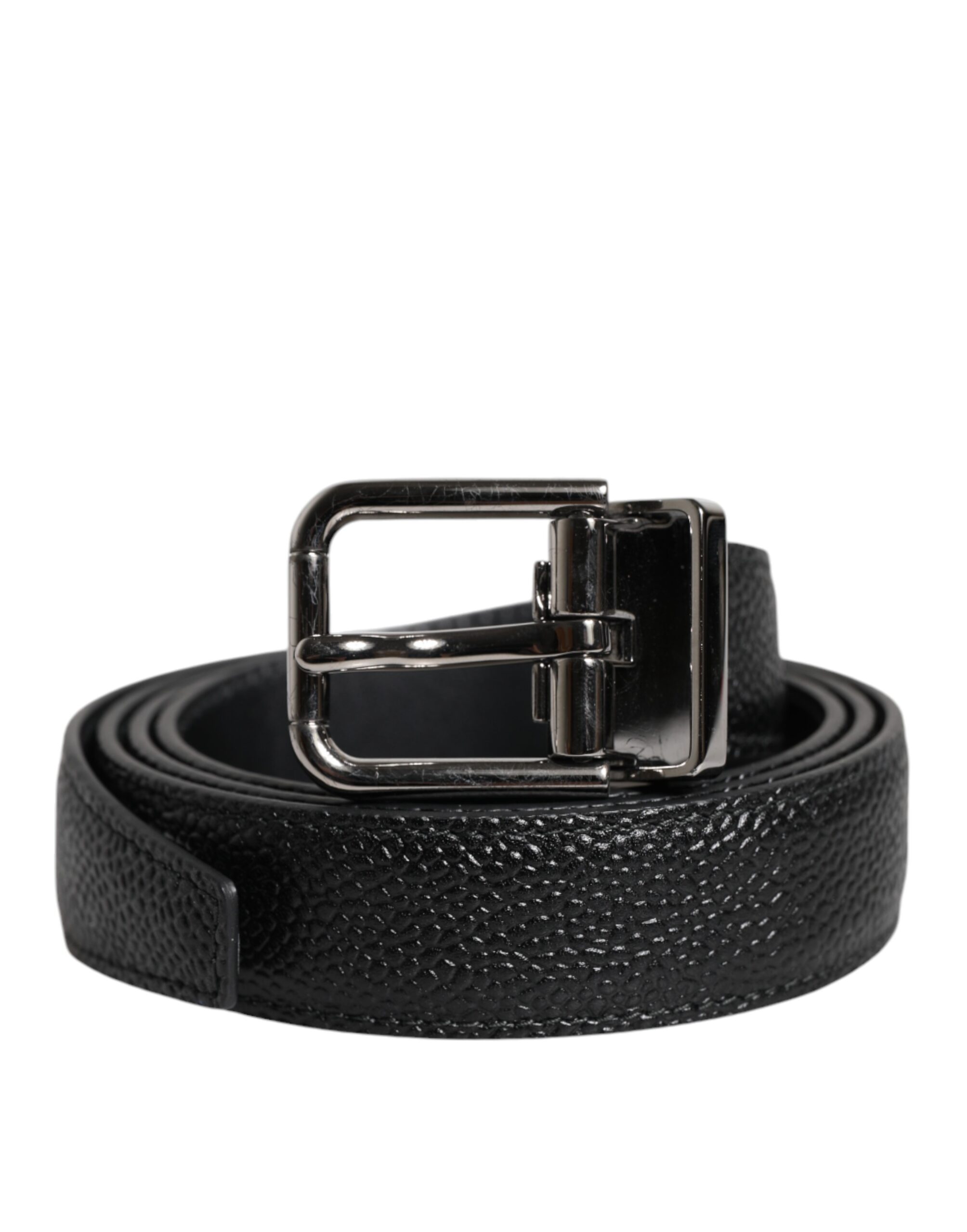 Dolce & Gabbana Black Calf Leather Classic Metal Buckle Belt - Image 2