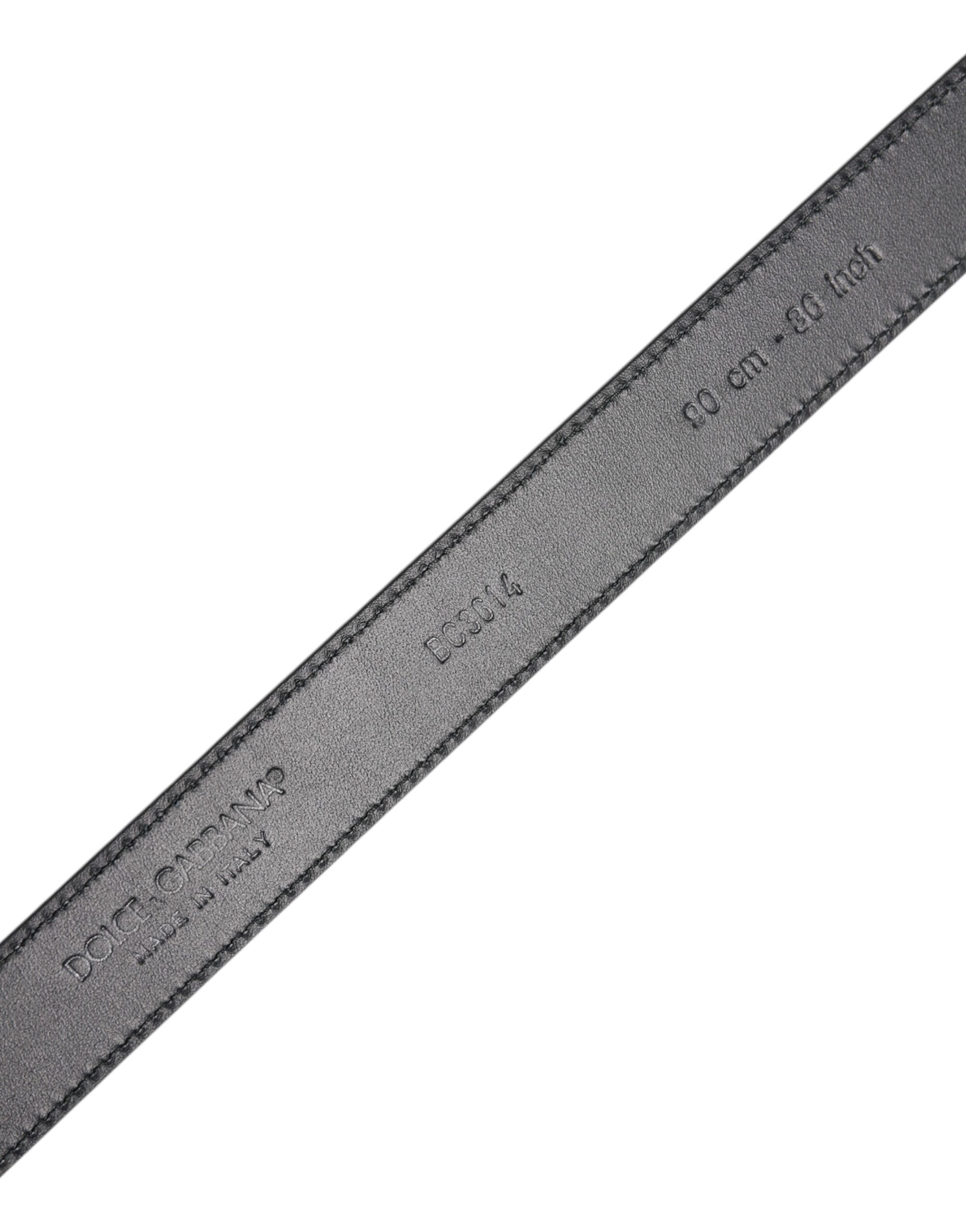 Dolce & Gabbana Black Calf Leather Classic Metal Buckle Belt - Image 5