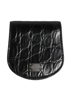Dolce & Gabbana Black Exotic Skin Condom Case Holder Pocket Wallet