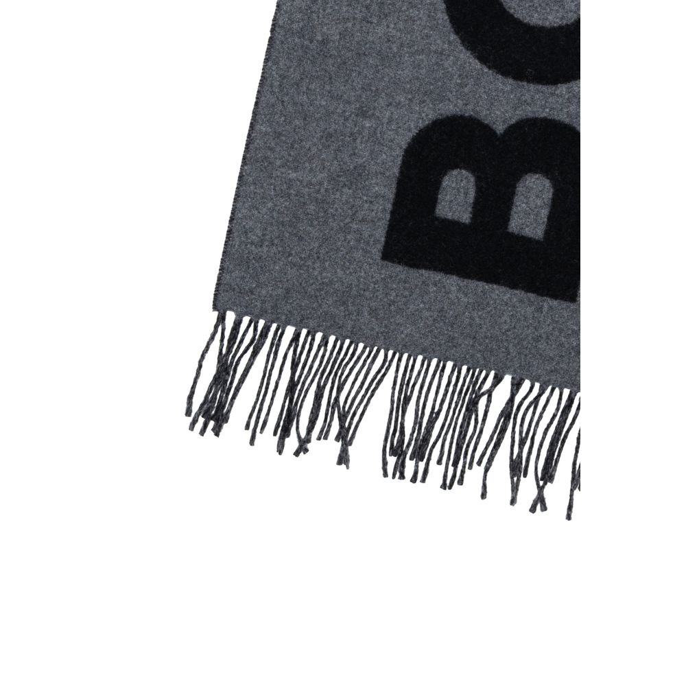 Hugo Boss Gray Wool Scarf - Image 3