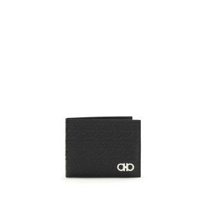 Ferragamo Black Calf Leather Bos Taurus Wallet